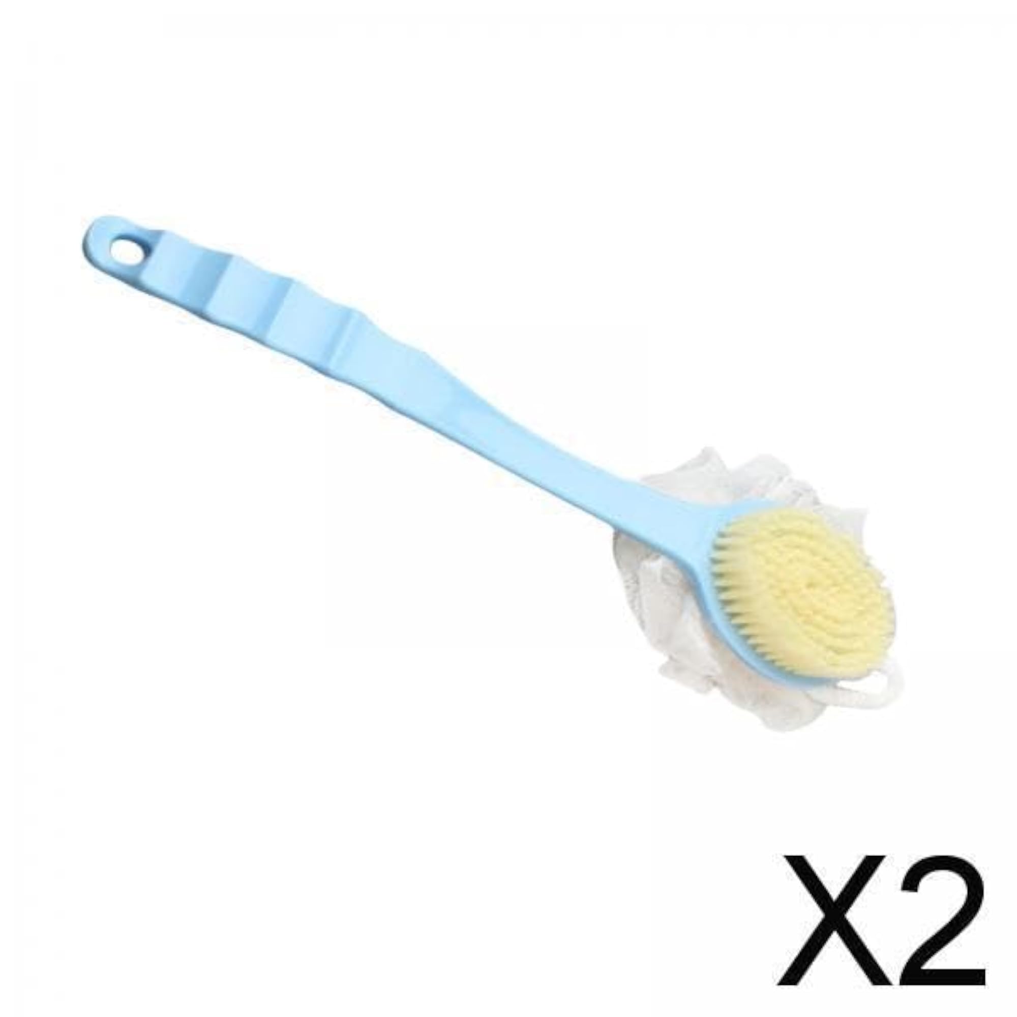 2x Double Side Long Handle Shower Brush with Hanging Hole